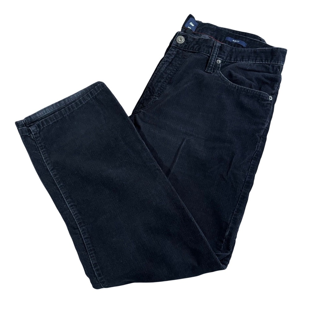GAP Mens 38x30 Black Corduroy Slim Fit 5 Pocket Pants Casual Straight Jeans